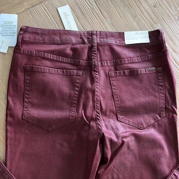 Oxblood skinny high rise ankle coated pants - Picture 4 of 8